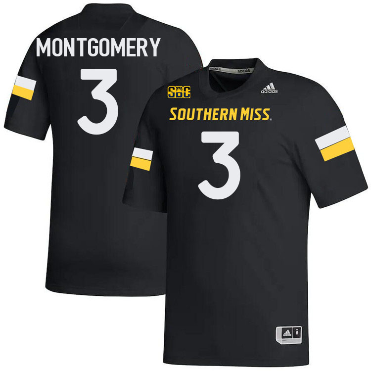 Southern Miss Golden Eagles #3 Chuck Montgomery Football Jersey Stitched-Black